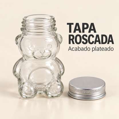 Pack 12 Botellas De Vidrio Osito 30 Ml Con Tapa Roscada