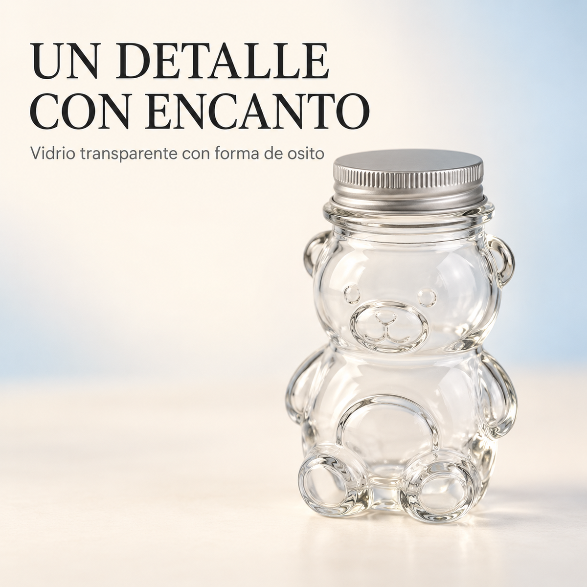 Pack 12 Botellas De Vidrio Osito 30 Ml Con Tapa Roscada