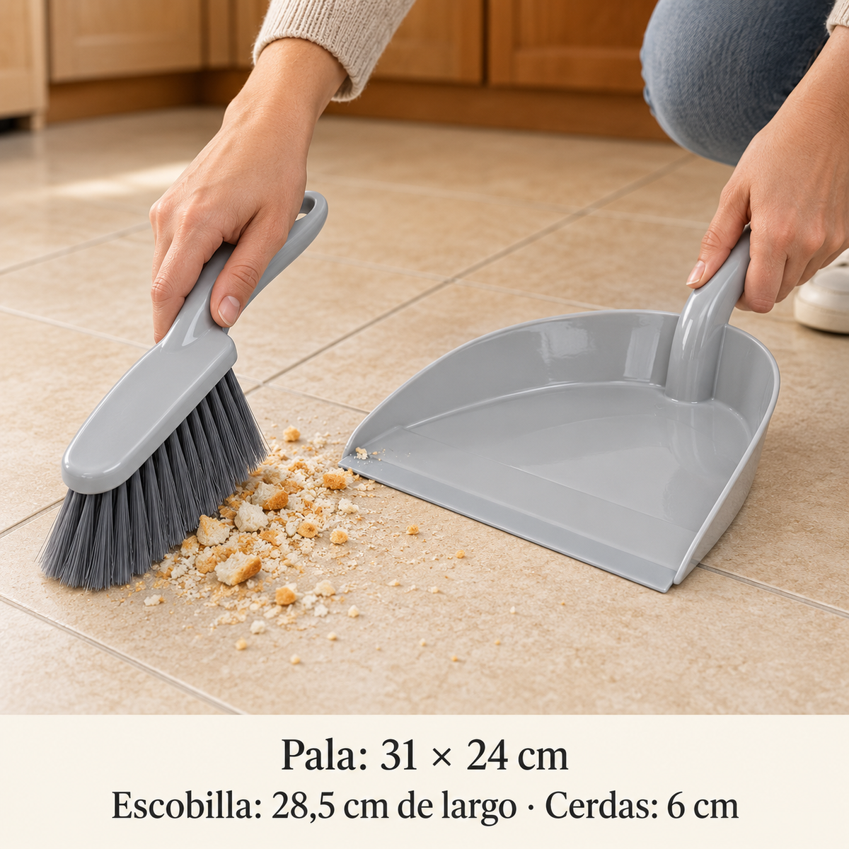 Set de Pala Recogedora de Basura Gris Claro