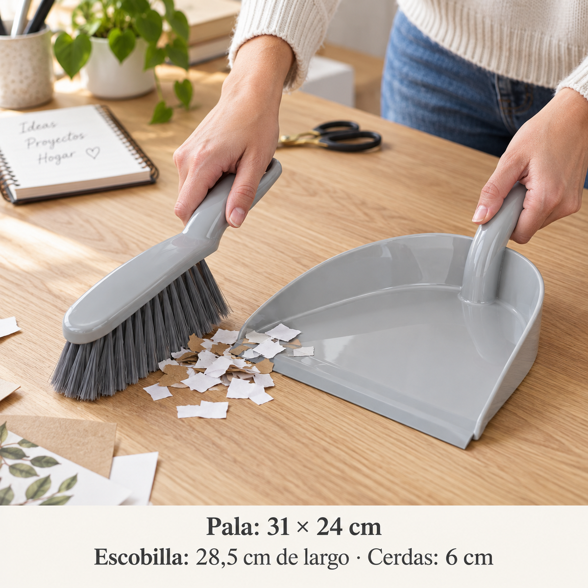 Set de Pala Recogedora de Basura Gris Claro