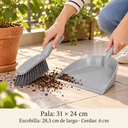 Set de Pala Recogedora de Basura Gris Claro
