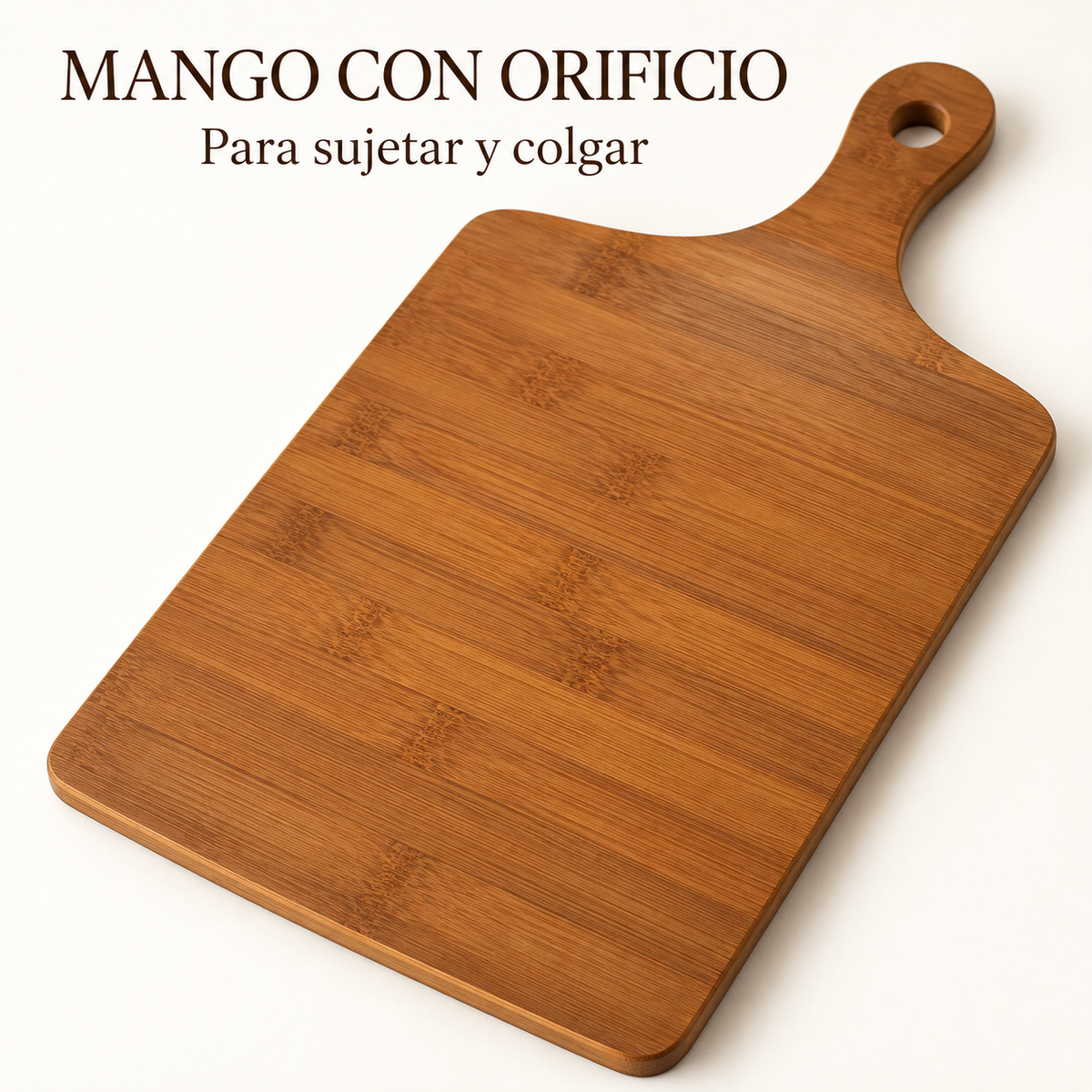 Tabla Picar y Cortar Cocina Madera Bambú 40cm Lisa Marrón
