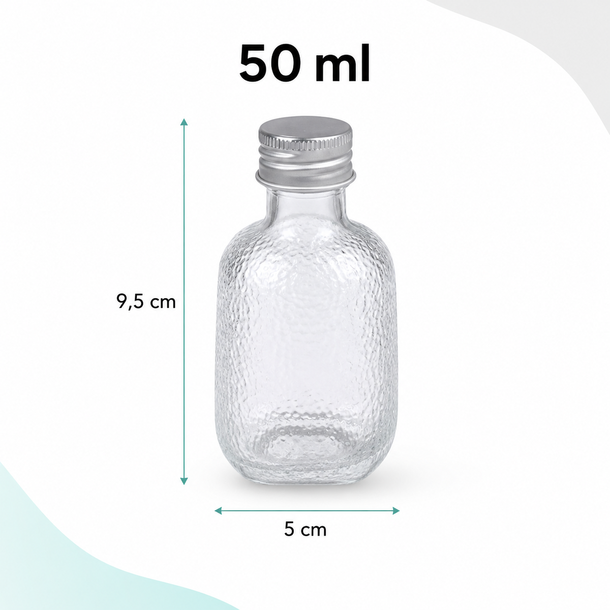 Pack 12 Botellas de Vidrio 50ml Tapa Aluminio Vidrio