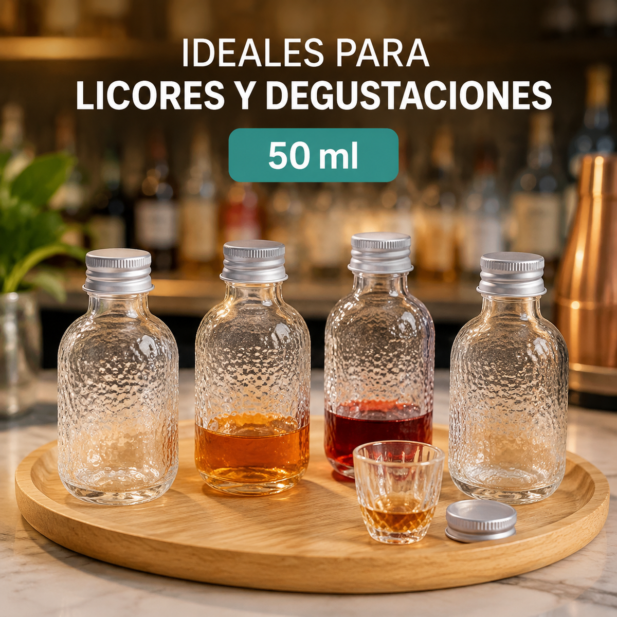 Pack 12 Botellas de Vidrio 50ml Tapa Aluminio Vidrio