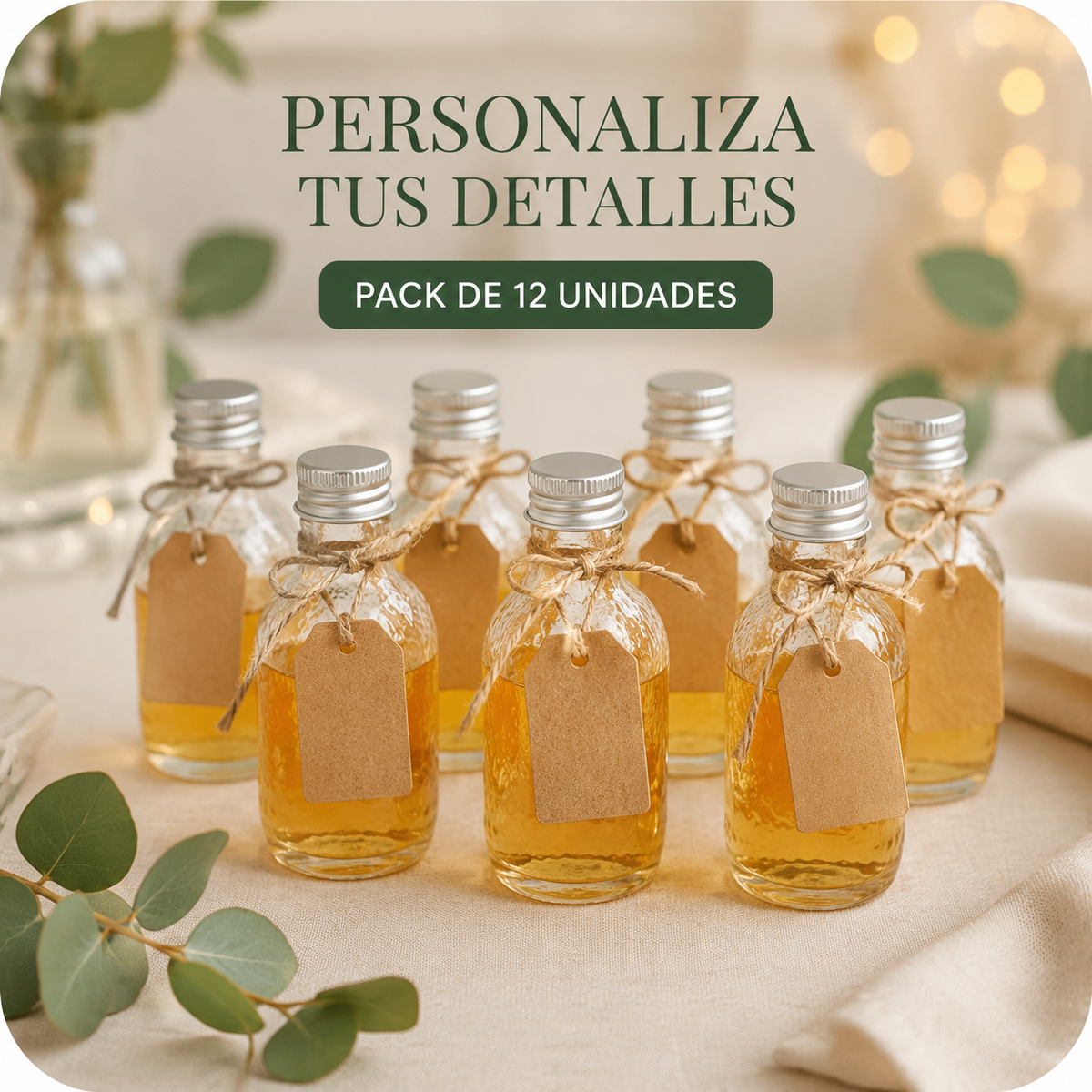 Pack 12 Botellas de Vidrio 50ml Tapa Aluminio Vidrio