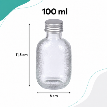 Pack 12 Botellas de Vidrio 100ml Tapa Aluminio Vidrio