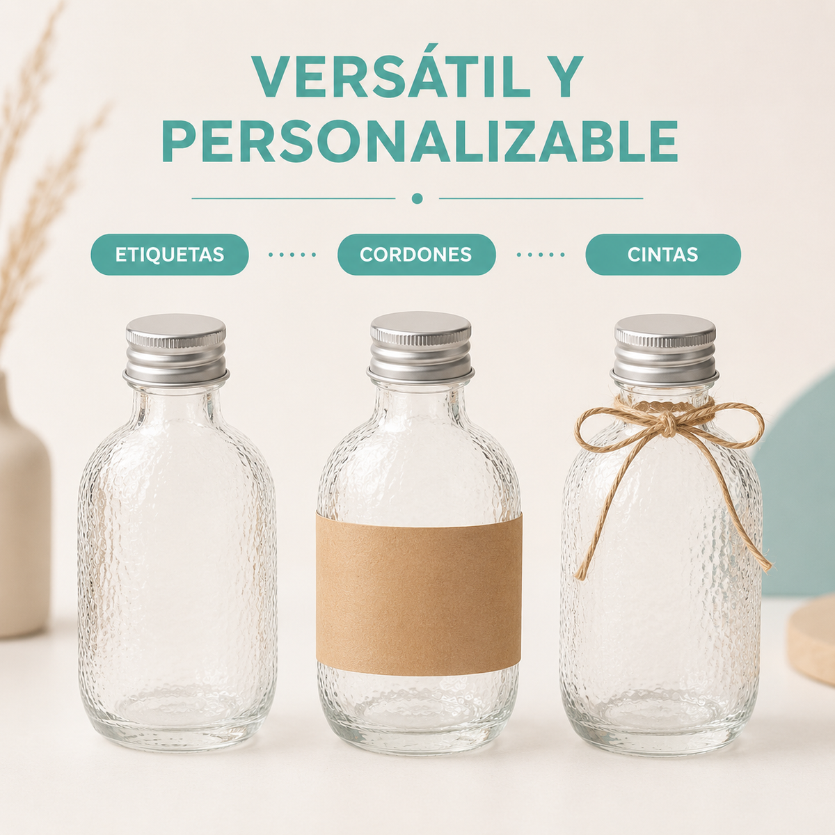 Pack 12 Botellas de Vidrio 100ml Tapa Aluminio Vidrio