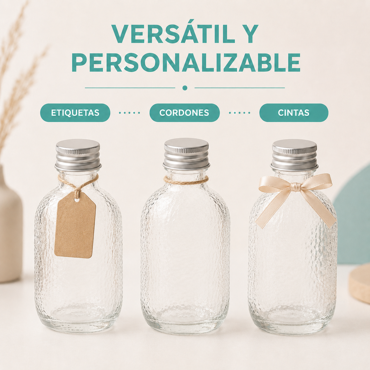 Pack 12 Botellas de Vidrio 100ml Tapa Aluminio Vidrio