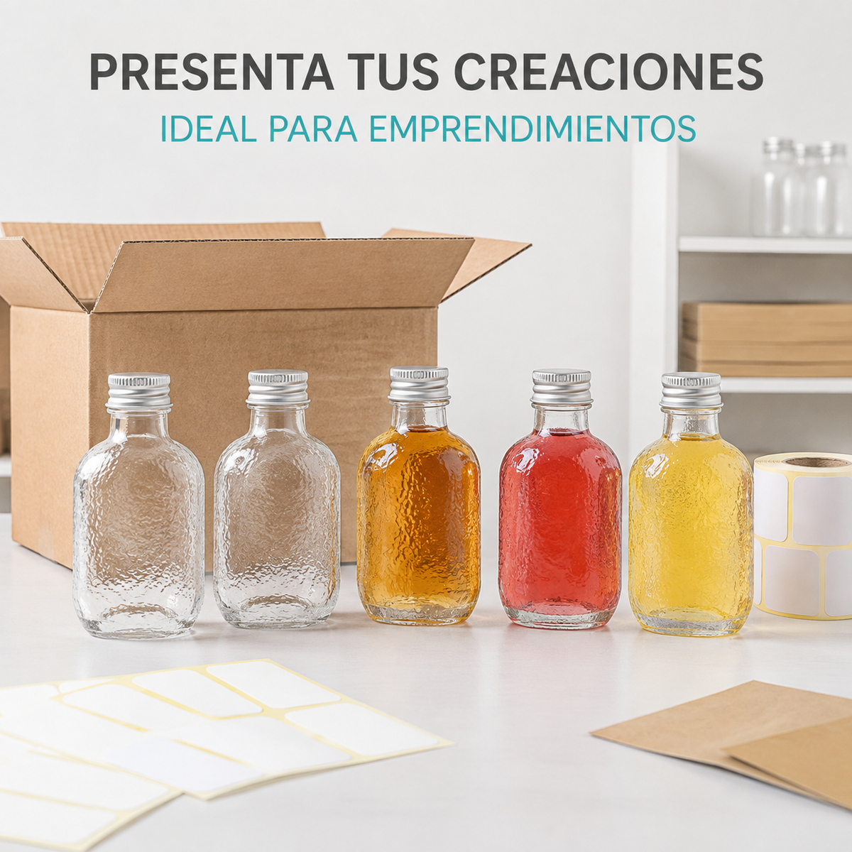 Pack 12 Botellas de Vidrio 100ml Tapa Aluminio Vidrio