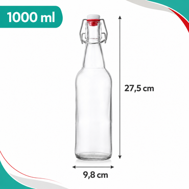 Pack 2 Botellas de Almacenamiento 1000ml Vidrio
