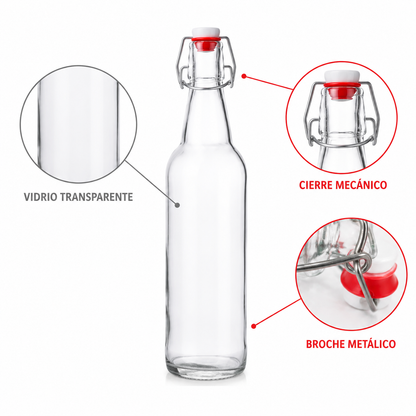 Pack 2 Botellas de Almacenamiento 1000ml Vidrio