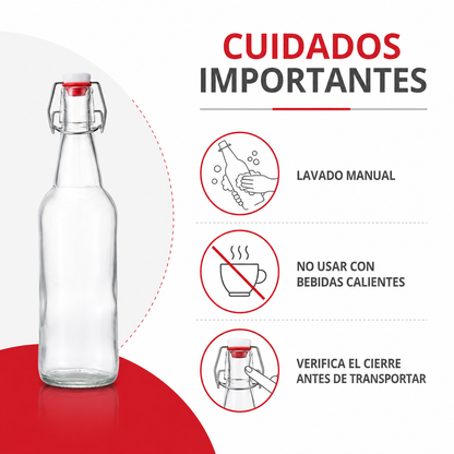 Pack 2 Botellas de Almacenamiento 1000ml Vidrio