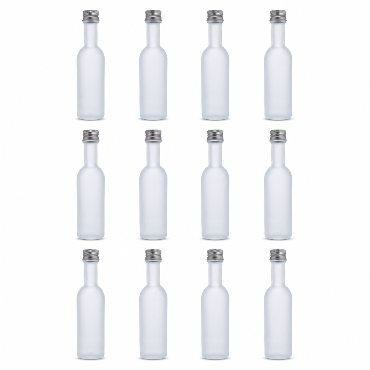 Pack 12 Botellas de Vidrio 50 ml Satinadas