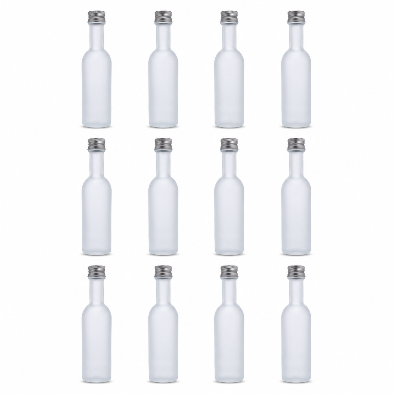 Pack 12 Botellas de Vidrio 50 ml Satinadas
