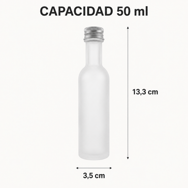 Pack 12 Botellas de Vidrio 50 ml Satinadas