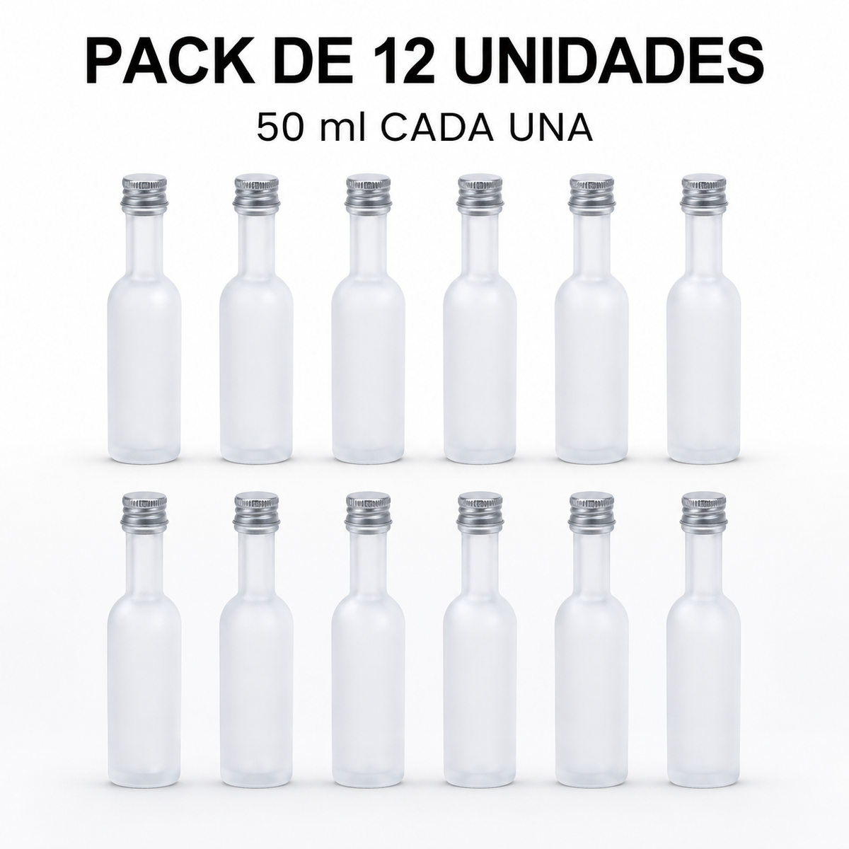 Pack 12 Botellas de Vidrio 50 ml Satinadas