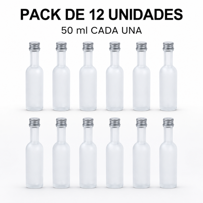 Pack 12 Botellas de Vidrio 50 ml Satinadas