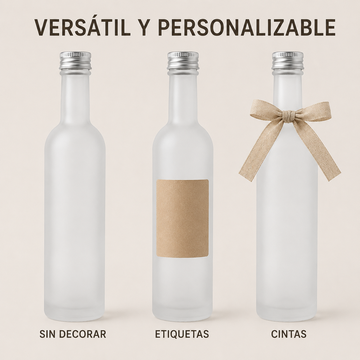 Pack 12 Botellas de Vidrio 50 ml Satinadas