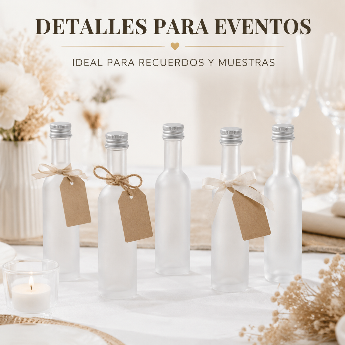 Pack 12 Botellas de Vidrio 50 ml Satinadas