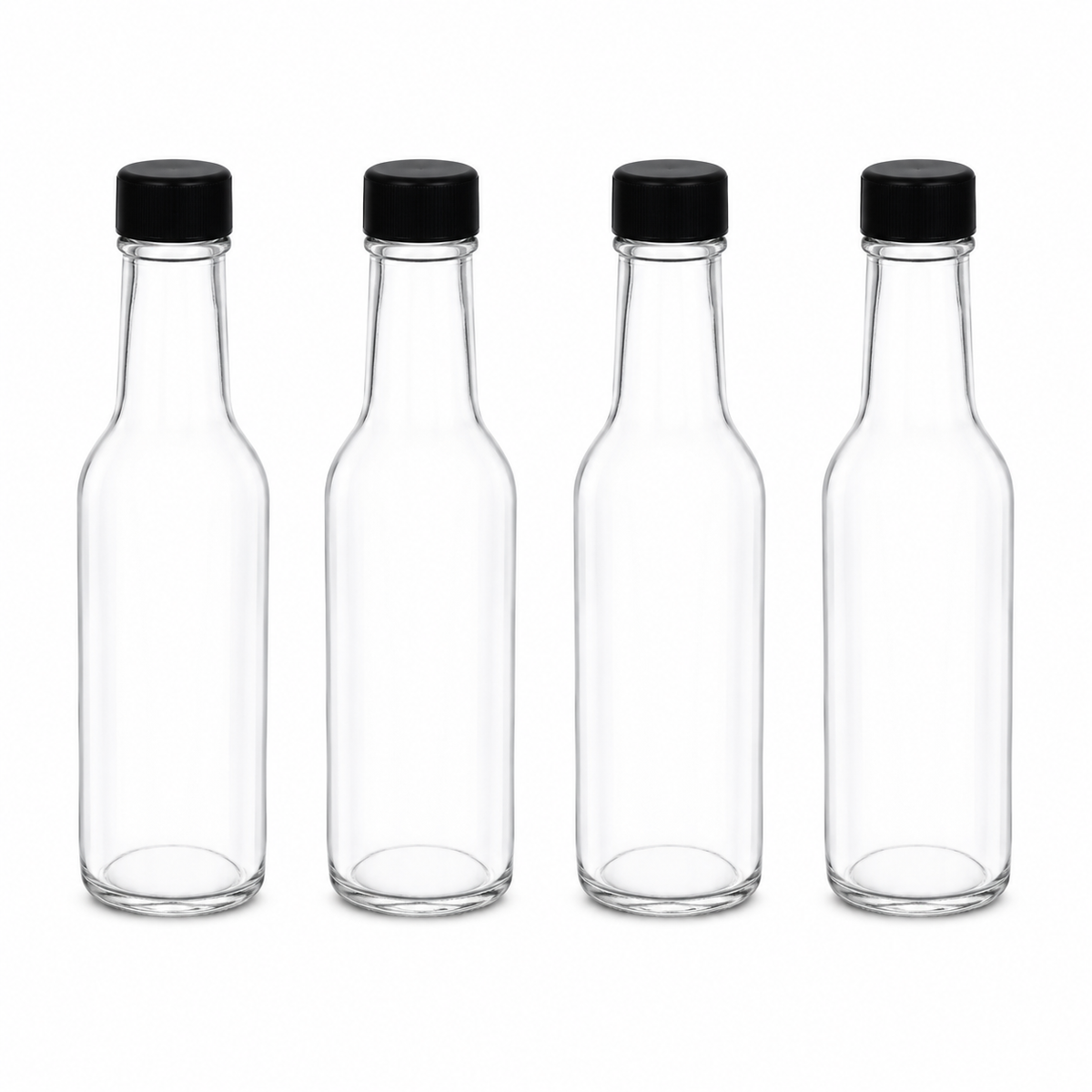 Pack 4 Botellas de Vidrio 150ml para Salsa, Esencias Vidrio
