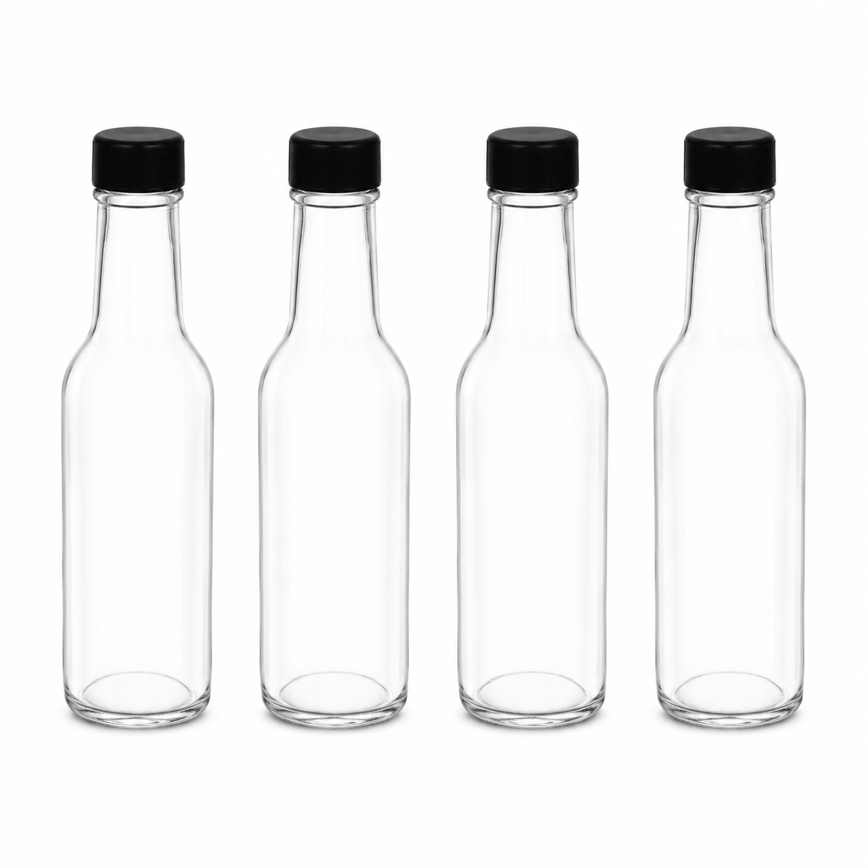 Pack 4 Botellas de Vidrio 150ml para Salsa, Esencias Vidrio