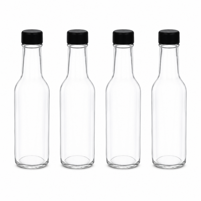 Pack 4 Botellas de Vidrio 150ml para Salsa, Esencias Vidrio