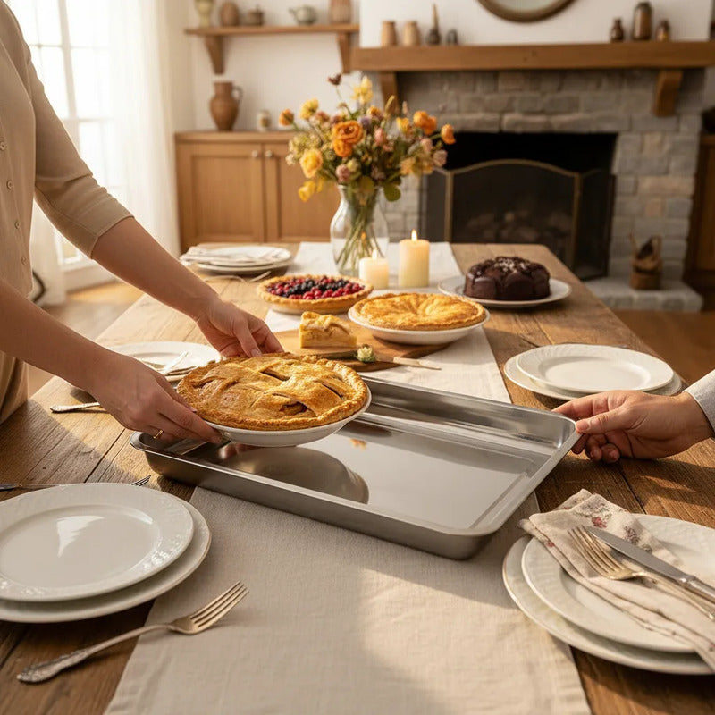 Plato De Acero Inoxidable 45 X 35 4.8cm Plateado