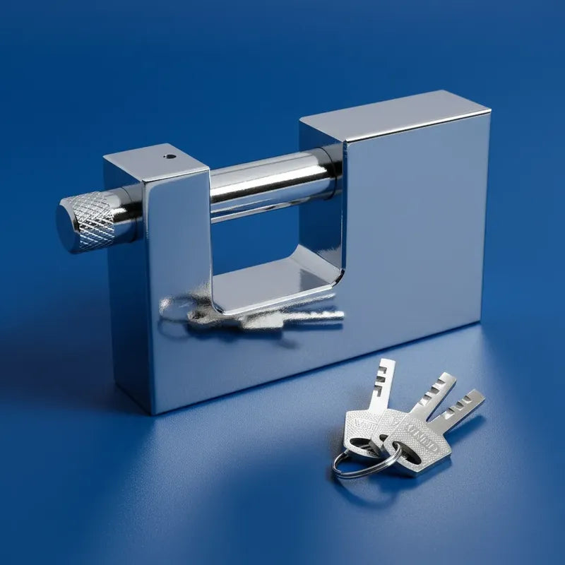 Candado Cuadrado 80mm Seguridad Blindado Color Plateado Plateado