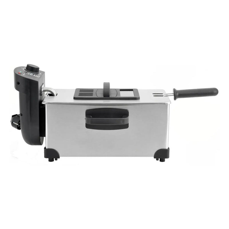 Freidora Eléctrica Aceite 3l Recco Rfr-friggere Termostato 2000w Acero Inoxidable Gris