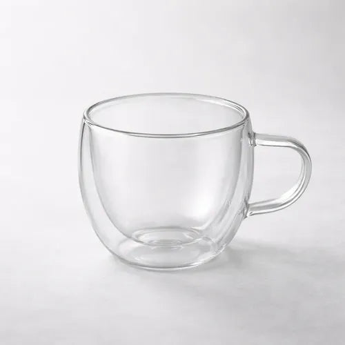 Pack 4 Tazas De Vidrio Doble Pared Con Asa 250 Ml Transparente