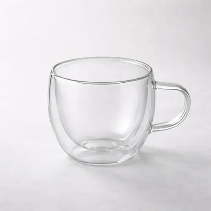 Pack 4 Tazas De Vidrio Doble Pared Con Asa 250 Ml Transparente