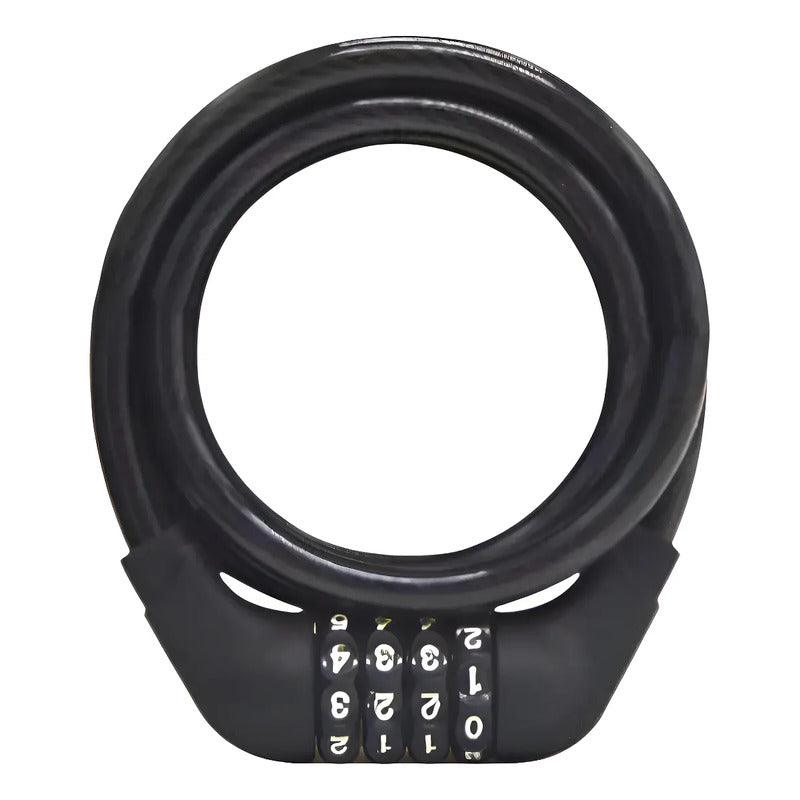 Candado Bicicleta Con Clave 1 Metro Cable Acero Seguridad An Negro
