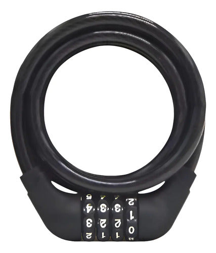 Candado Bicicleta Con Clave 1 Metro Cable Acero Seguridad An Negro