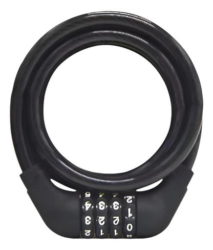 Candado Bicicleta Con Clave 1 Metro Cable Acero Seguridad An Negro