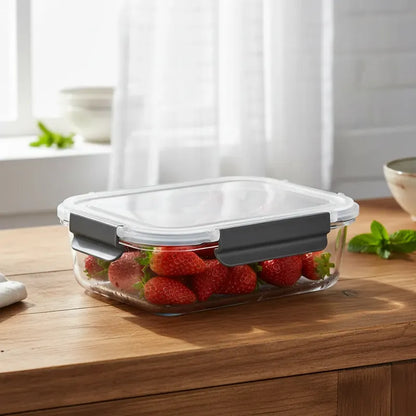 Set 4 Tupper Hermético Vidrio 370ml Transparente