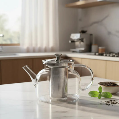 Tetera Infusor De Vidrio Té Infusor Acero Inoxidable 1.8l Transparente