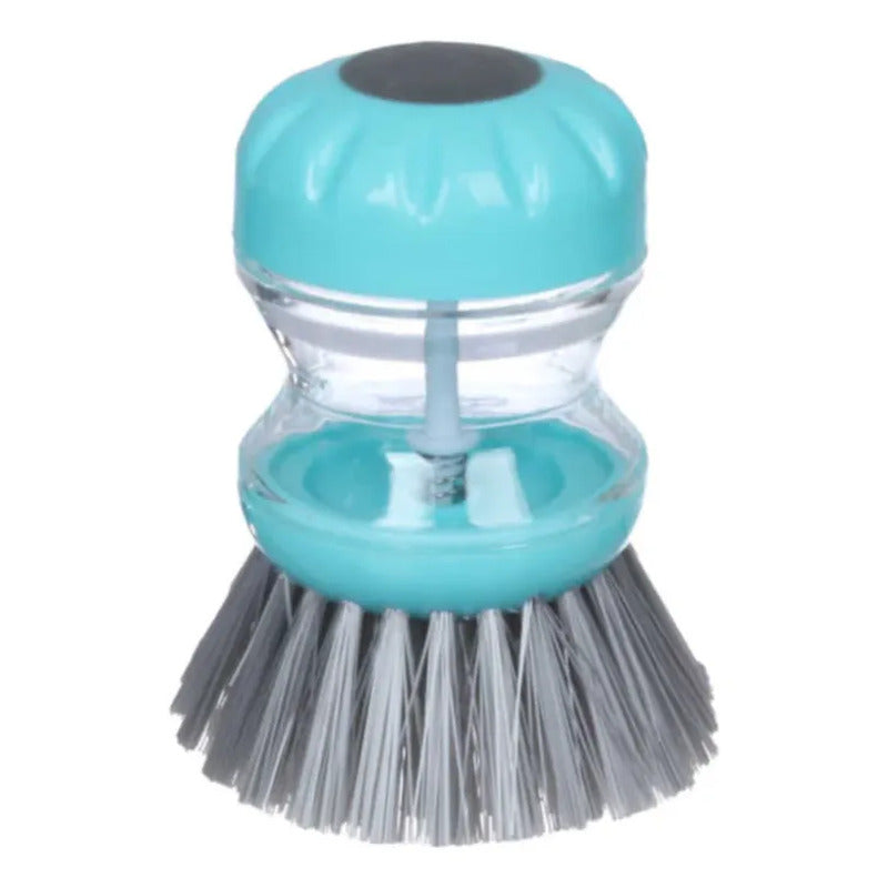 Cepillo De Limpieza Con Dispensador De Jabón 7cm X 9cm Celeste