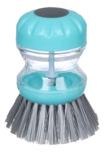 Cepillo De Limpieza Con Dispensador De Jabón 7cm X 9cm Celeste