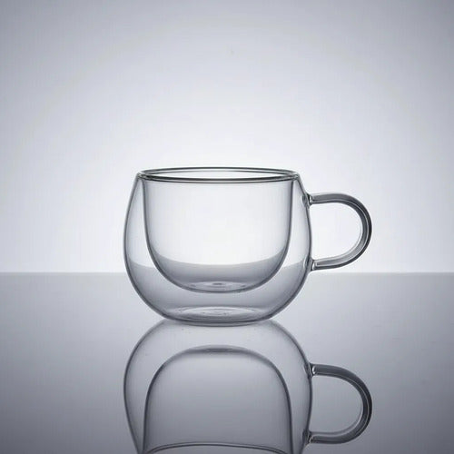 Pack 4 Taza De Vidrio Doble Pared Redondeada 150 Ml Vidrio