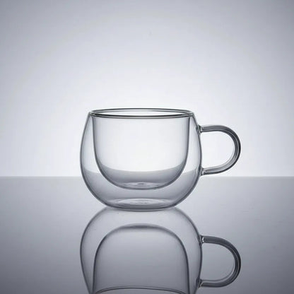 Pack 4 Taza De Vidrio Doble Pared Redondeada 150 Ml Vidrio