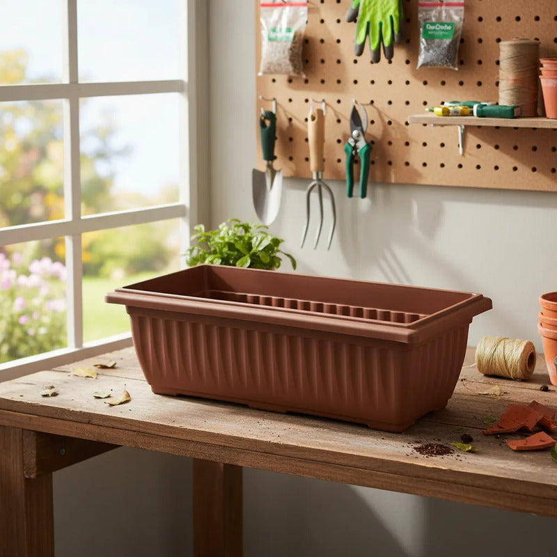 Pack 2 Macetero Tipo Jardinera Colonial. 45cm Terracota
