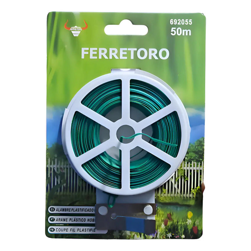 Rollo Alambre De Metal Plastificado 2mmx20mts Verde