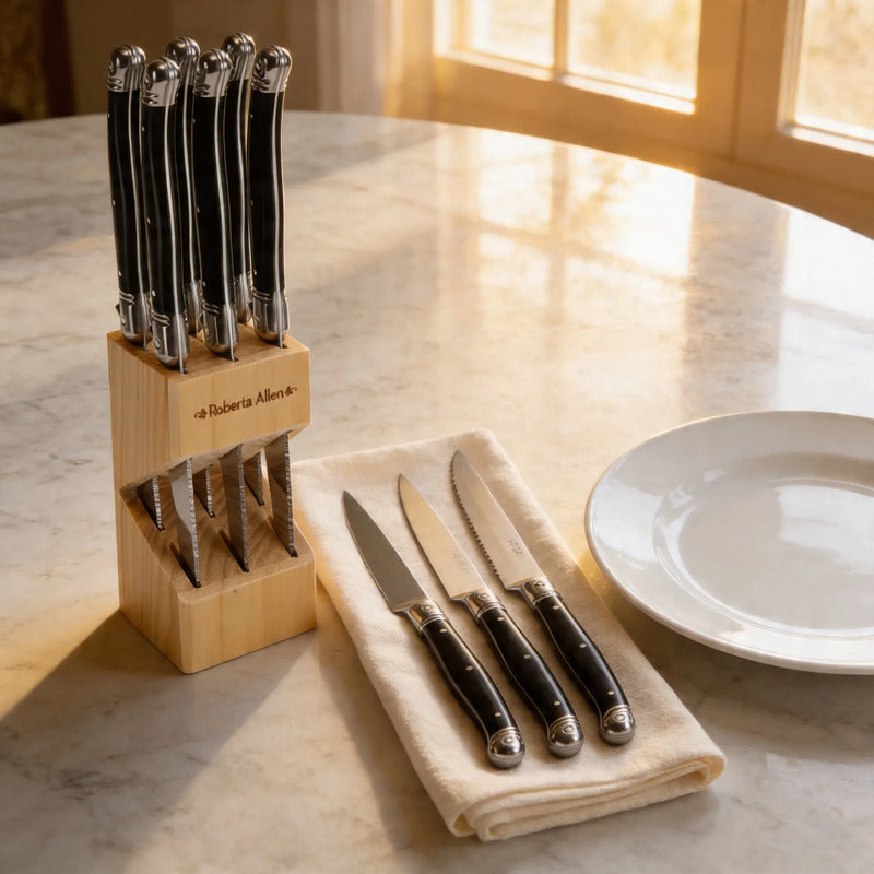 Set De 6 Cuchillos Carne Francia Negro Negro