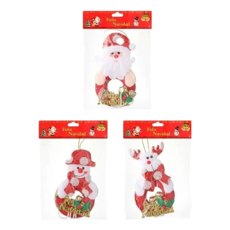 Pack De 3 Adornos Navideños De 22x10 Cm Rojo