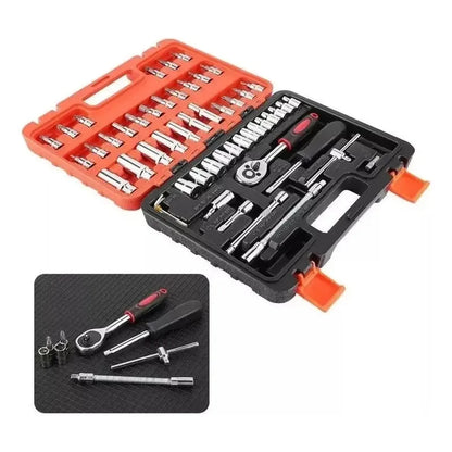 Maletín Juego De Herramientas Dados 45 Pcs Acero Carbono Negro