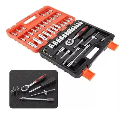 Maletín Juego De Herramientas Dados 45 Pcs Acero Carbono Negro