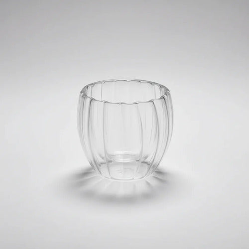 Pack 4 Vasos De Vidrio Doble Pared Rayado 250 Ml Vidrio