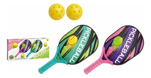 Pack 2 Raqueta Pickleball + 2 Pelotas Para Niños Varios
