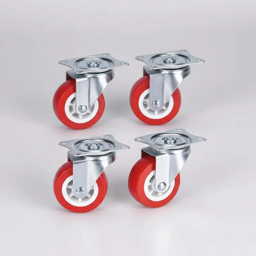 Pack De 4 Ruedas Giratorias Multifuncionales De 75mm Rojo