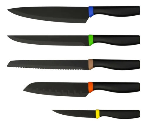 Set 6 Cuchillos Mango Plástico Negro